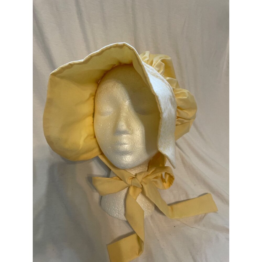 Handcrafted Yellow Prairie Bonnet With Floral Print Cosplay